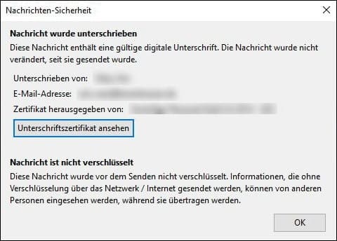 Thunderbird Nachricht ist nicht verschluesselt