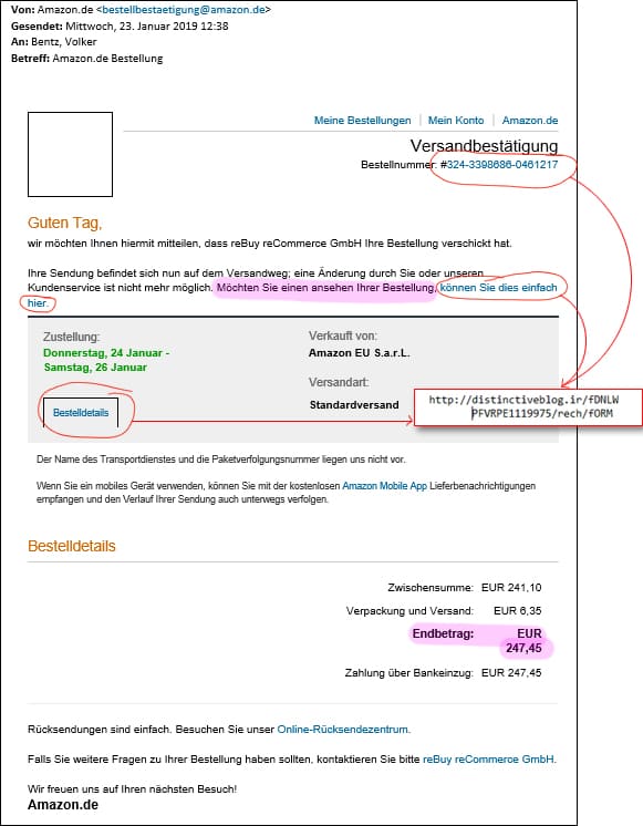 Beispiel Phishing Mail