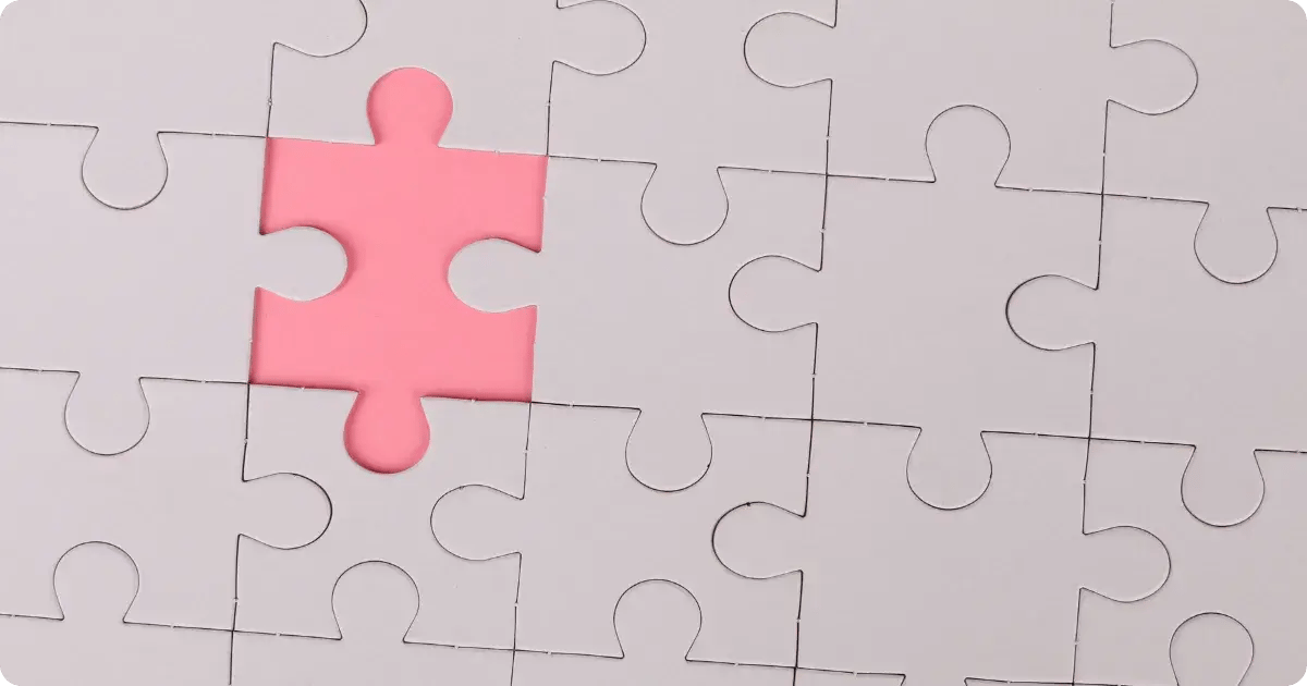 Ein fehlendes rotes Puzzleteil