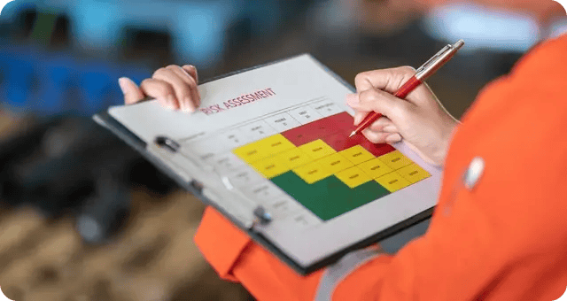 Mitarbeiter füllt Risikoanalyse aus