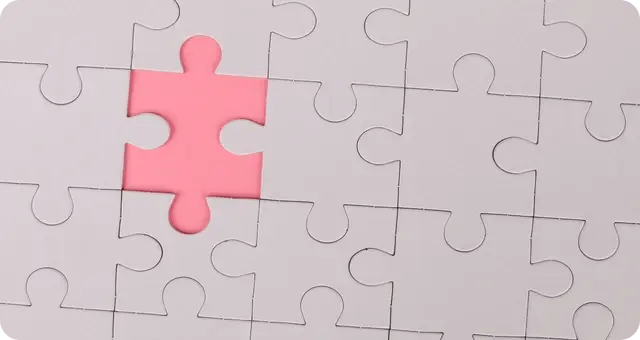 Ein fehlendes rotes Puzzleteil